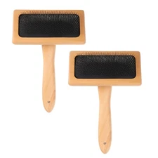 Wool Carder Brush 2 Large, Black/Wood Color