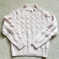 NWOT J.Crew Kids Crewcuts Pink Girls Sweater Crewneck Cable Knit Size Small