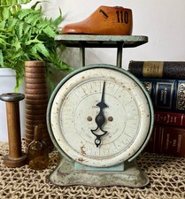 Vintage Pelouze Family Kitchen Scale Deluxe Green/Blue Rusty Worn Decor Chicago