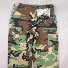 US Military Pants Mens Small Woodland Camo Cargo Trouser Vintage Hot Weather 90s