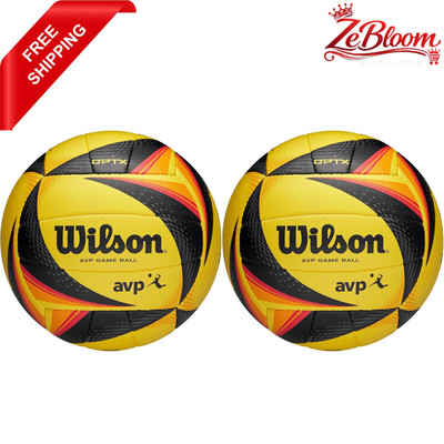 2x Wilson AVP OPTX Beach Volleyball Official Game Ball Black Yellow Outdoor Use