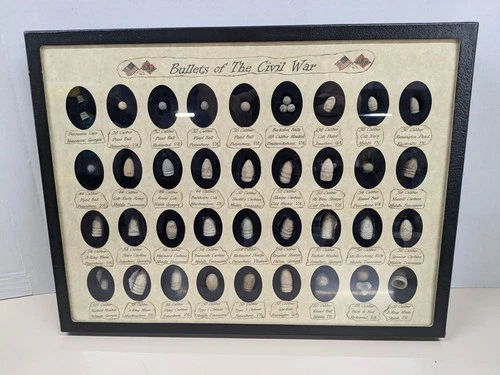 Bullets of the Civil War in 16"x12" Matted Display Case 36 Authentic Bullets