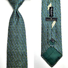 Ermenegildo Zegna Blue Green Geometric Silk Tie Made in Italy 355
