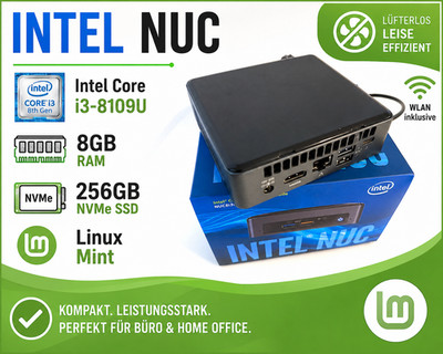 Intel NUC NUC8i3BEK2  8GB RAM 256GB nVME Linux Mint vorinstalliert