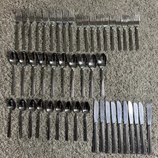 Rogers Stainless Steel Korea Flatware Lot of 48 Forks Knives Spoons Silver Color