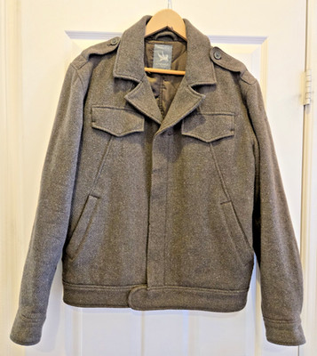 Spiewak Men's L Gray Wool Blend Thinsulate Insulated Field Bomber Jacket Coat