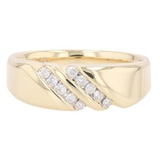 .17ctw Diamond Diagonal Channel-Set Wedding Band Ring 10k Yellow Gold Size 11.25