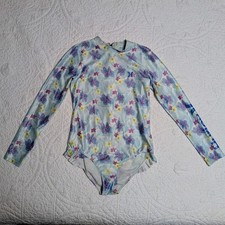 Hurley Girls Long Sleeve Rash Guard One-Piece Swimsuit Sz L (12-13 Years)