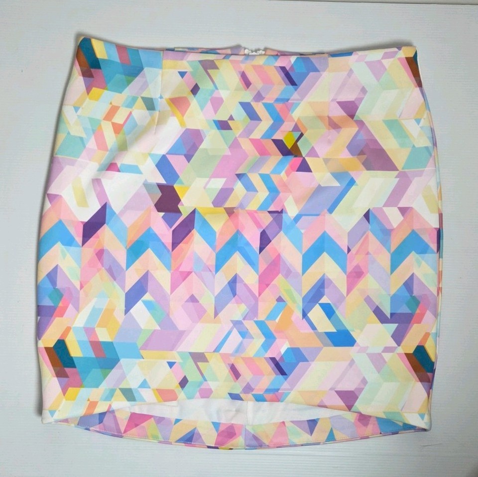 Blue Juice Mini Skirt Womens Size 10 Pastel Geometric Bodycon Y2K Cute
