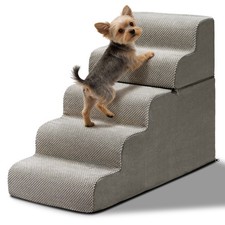 5-Step Pet Stairs for Small Dogs Cats - High Bed Couch SUV Ramp Washable Cover