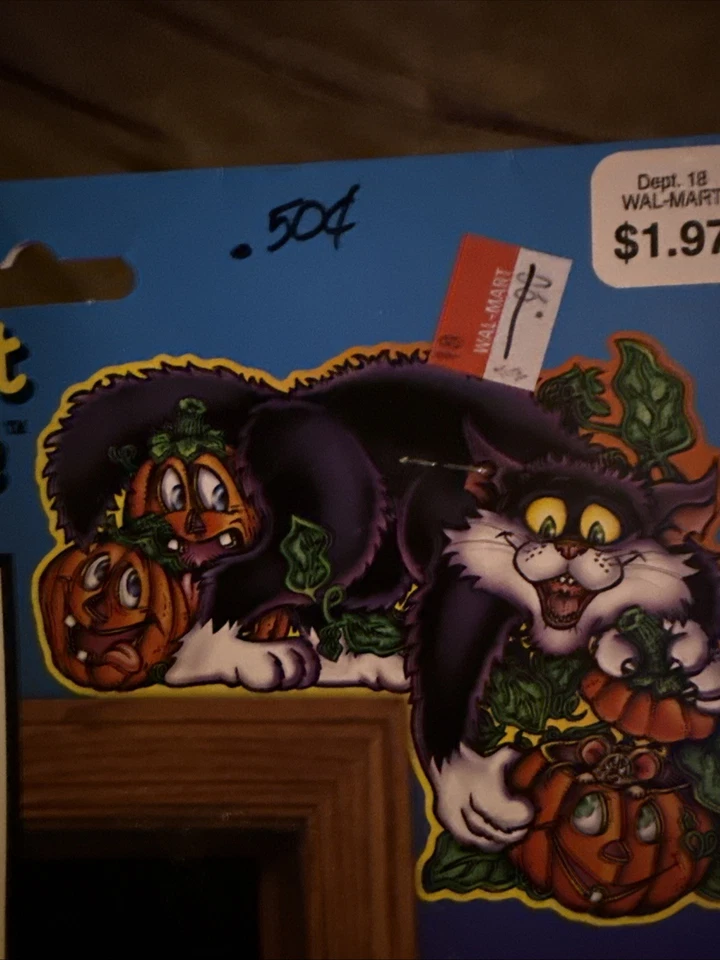 17" Gato Negro Extremos de Cornisa Vintage 2000 Beistle Decoración Halloween 2 piezas Nuevo de Lote Antiguo Foto 3 de 4