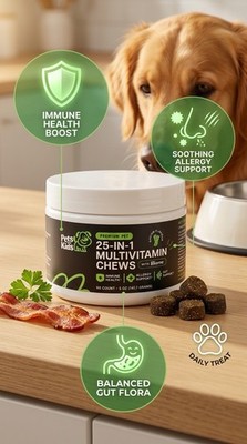 Pets Are Kids 25-in-1 Multivitamin Chews 60ct Pet Immune Allergy, Gut Support