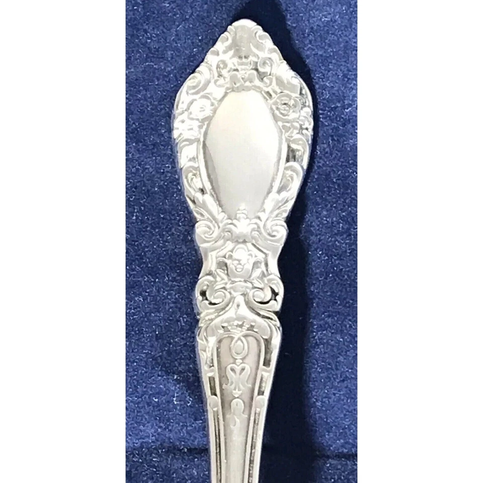 Gorham Silver Plate 8 1/2" Serving Tablespoon 1977 Queen's Grace Floral Design Foto 3 de 4