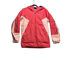 Columbia Omni-Tech Jacket Kids L 14/16 Red Pink Out-Grown Hooded Ski Coat