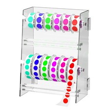Double-Layer Acrylic Roll Sticker Dispenser - Adjustable Label Holder Tape Or...