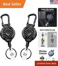 2-Pack Retractable Keychain, Heavy Duty 10 OZ Retraction 3K Carbon Fiber ID B...