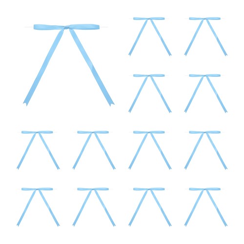 50 Pcs 5x7" Twist Tie Bows Satin Ribbon Bows Wrapping Bows Light Blue