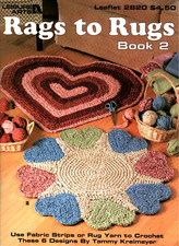 Crochet rag rug patterns Rags to Rugs 2: hearts sunflower tulips LA2820 booklet