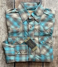 WRANGLER RETRO WESTERN SHIRTS PEARL SNAP BLUE MULTI MENS SMALL NEW WITH TAGS