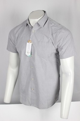 Vissla Men's Button Shirt Breakers M Stripe Eco Short Sleeve Dark Denim Gray