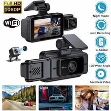 Triple Lens 1080P HD Car Camera WiFi DVR Recorder Night Vision G-Sensor Dashcam