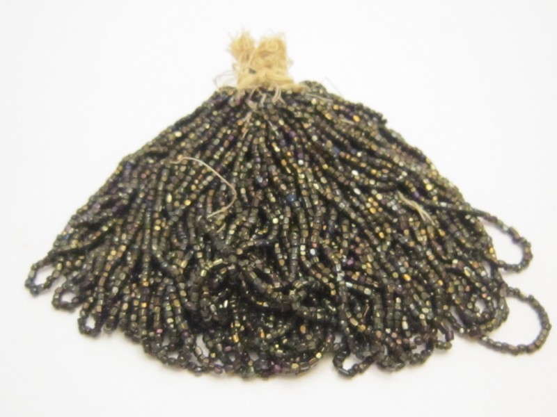 Hank Czech vintage dark topaz lustre faceted micro seed glass beads