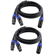 5FT XLR Y Splitter Cable 1 Male to 2 Female, Dual Balanced Mic Audio Cables
