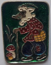 Mushroom Amanita Many Russian pin badge Forest Metal Child Fly-agaric vtg Goat