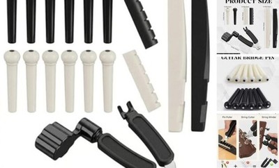 16 Pcs Guitar Bridge Pins Guitar Saddle Nut String Pegs with 1 Pcs Pin Puller