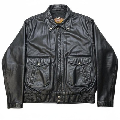 Harley Davidson Leather Jacket Mens XL Black Motorcycle Biker American 90's VTG