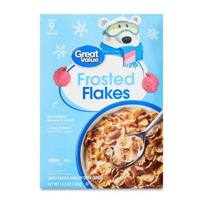 Great Value Frosted Flakes Cereal, Sweet Crispy Breakfast, 13.5 oz