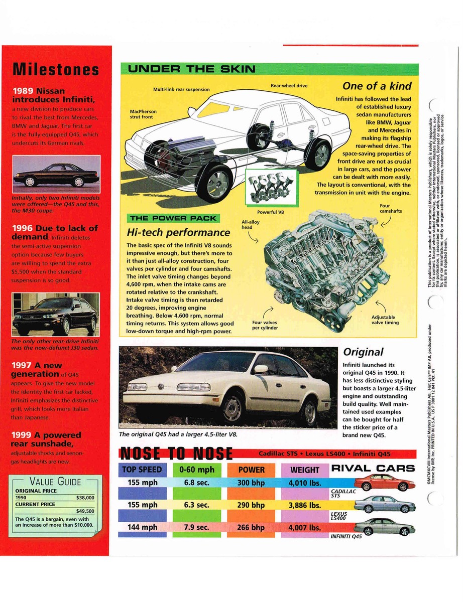 1997 / 1998 INFINITI Q45 / Q-45 IMP Brochure | eBay