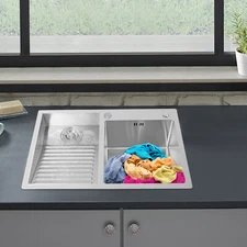 70cm x 48cm Laundry Sink Household Stainless Steel Rectangular Flush Mount Sink