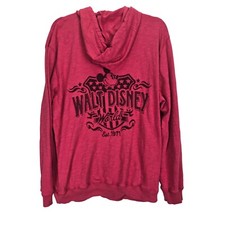 Walt Disney World Mens Hoodie Large Graphic Embroidered Button Vacation Mickey
