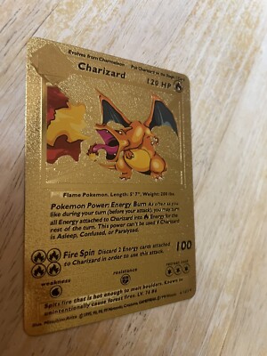 CHARIZARD 4/102 Base Set Gold Foil Pokmon TCG RARE Fan Art