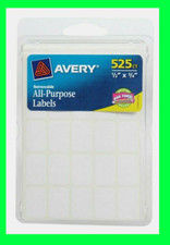Avery White ALL-PURPOSE LABELS 525 pk Removable Discreet Tag Price Container NEW