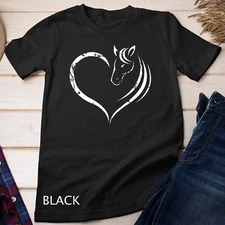 Horse Head Inside Heart Women Ladies Girls Teens Kids Gift Unisex T-shirt