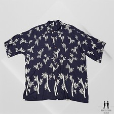 Vintage Hilo Hattie Shirt Mens 2XL Button Bamboo Floral Aloha Hawaiian Hibiscus