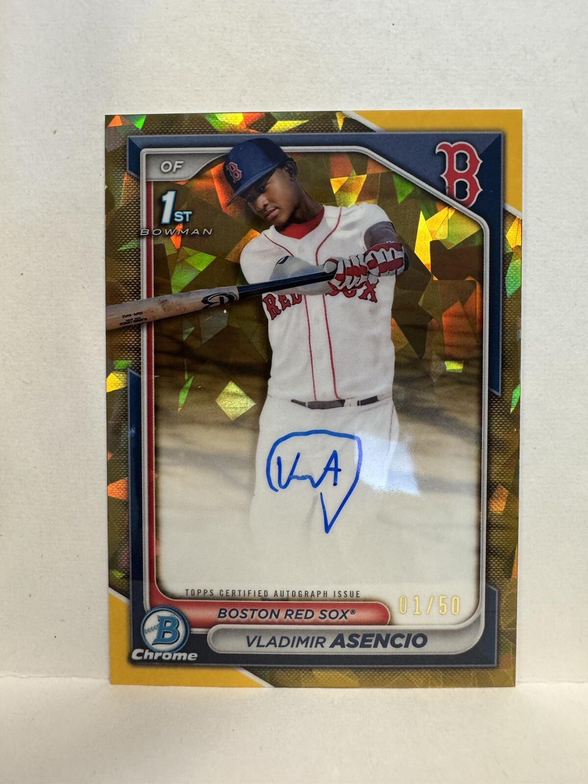 Vladimir Asencio 2024 Bowman Chrome 1st Sapphire Gold Auto #’d 1/50 Red Sox