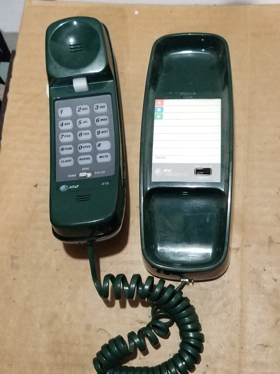 Vintage 90's AT&T Trimline 210 Green Corded Push Button Telephone