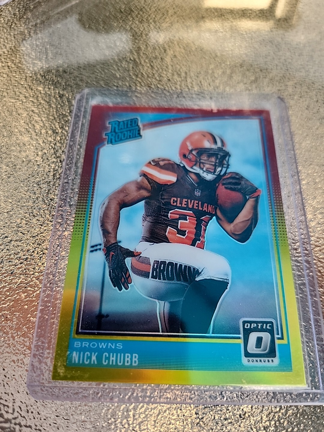 2018 Panini Donruss Optic Nick Chubb Red Yellow RC #158 SP