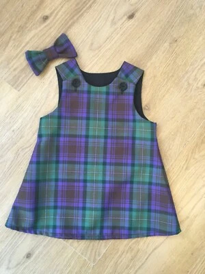 PRECIOUS KIDSWEAR Isle of Skye Tartan Pinafore and Hair bow, babies, children
