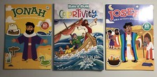 LOT of THREE 3 Bible Activity Books Coloring, Puzzles, Stickers BRAND NEW 