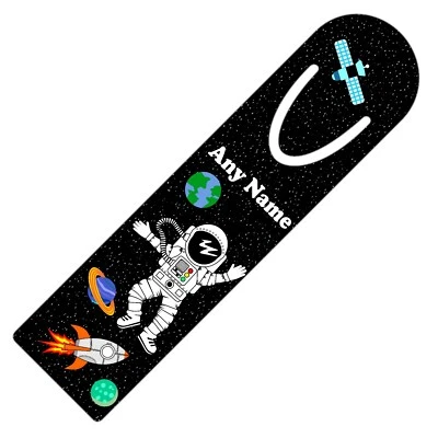 PRESENT2FUTURE PERSONALISED ASTRONAUT SPACE PRINT BOOKMARK ALUMINIUM PAGE HOLDER READING GIFT