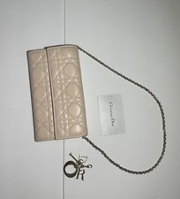 Lady Dior Lambskin Wallet on a chain with Dior Charm Powder Pink