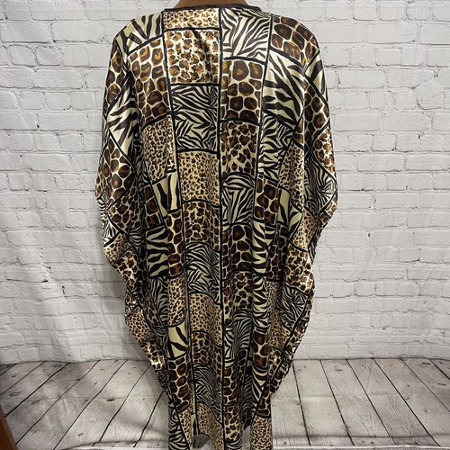 Winlar Kaftan Dress Womens One Size Fits Most Pullover Animal Print Satin V Neck - Picture 5 of 6