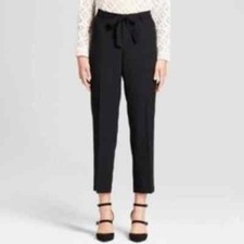 Women's High Rise Tie Waist Straight Pants A New Day Black Size 2 / 28" Waist