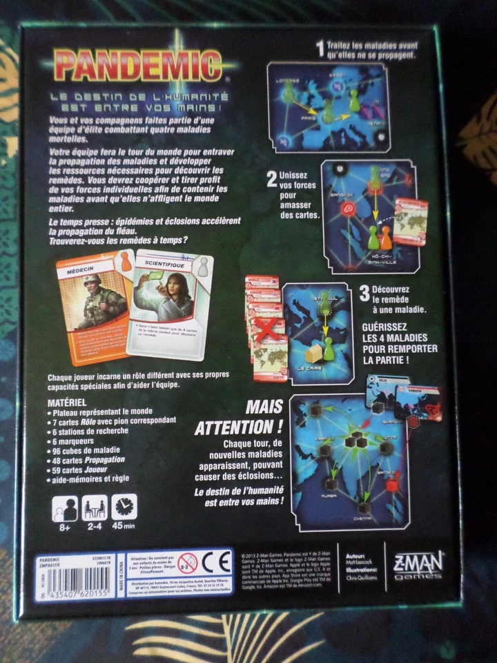 Jeu de Société "Pandemic" , Editions Z-MAN GAMES 2013, complet et état neuf - Photo 2/4