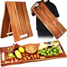 Acacia Large Charcuterie Board, Wood Charcuterie Boards with Handles Foldable