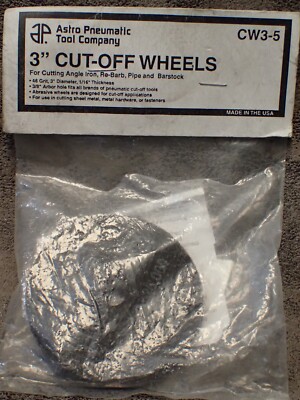 CW3-5 Astro Pneumatic 3'' Cut-Off Wheels 46 Grit 1/16'' THK 3/8'' Arbor, 5-pk BN412